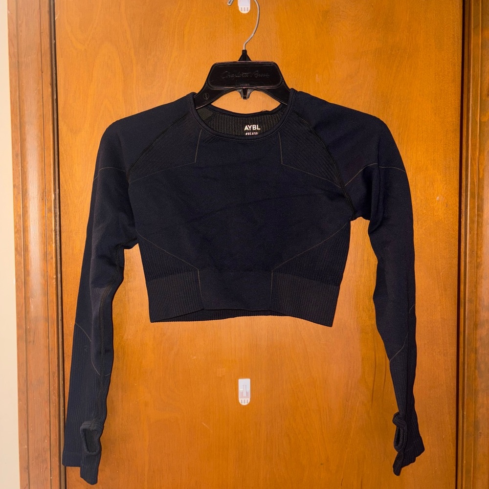 AYBL Midnight Black Long Sleeve Crop Top